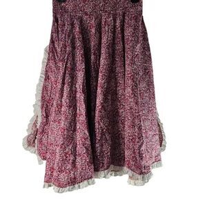 Vintage 80s Skirt Womens XS Pink Floral Country Cottage Core Prairie Western